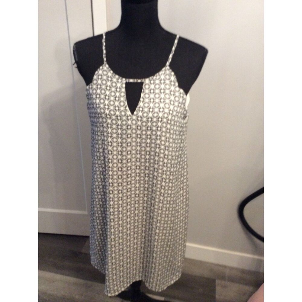 Black White Sun Pattern Dress Lined Large L Lily Rose